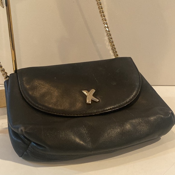 Paloma Picasso Vintage 80’s bag black leather crossbody bag w gold chain strap - Picture 6 of 12